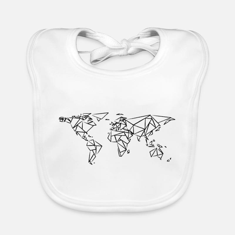 World Map Geometric - World Map Charcoal Drawing Organic Baby Bibs