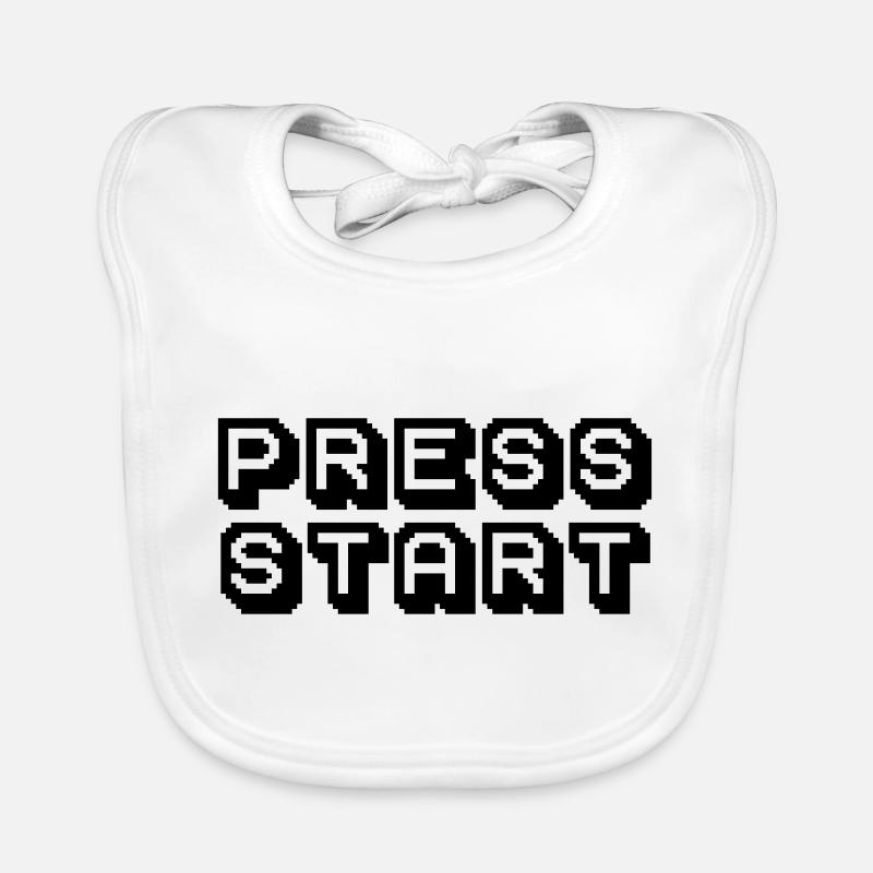 Press Start Arcade Pixelart Design Organic Baby Bibs