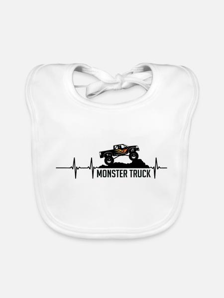 camion monstre - Bavoir bio Bébé - blanc - Devant