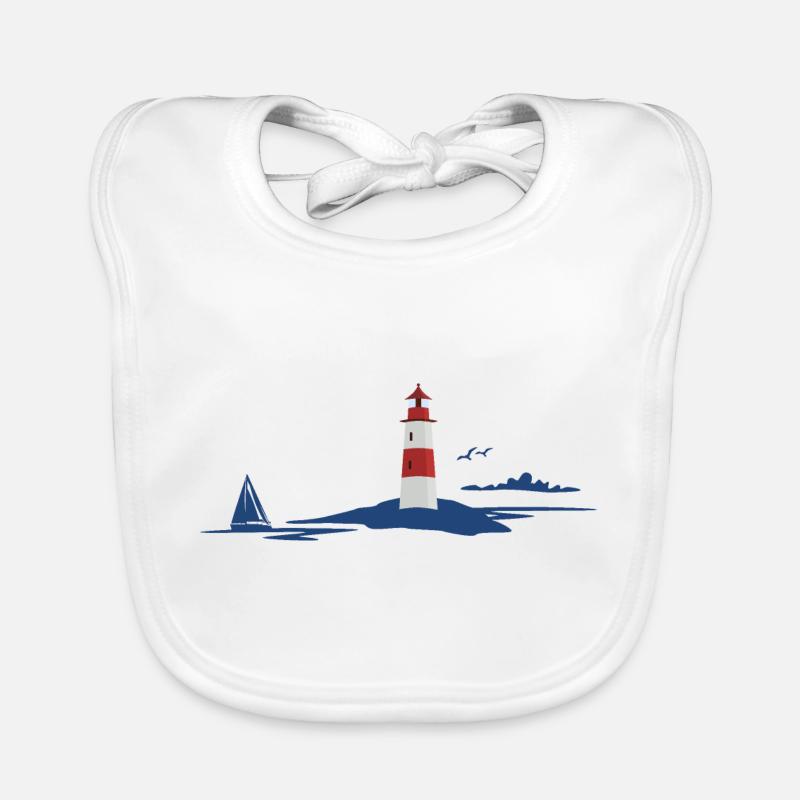 Leuchtturm in maritimer Landschaft Baby Bio-Lätzchen
