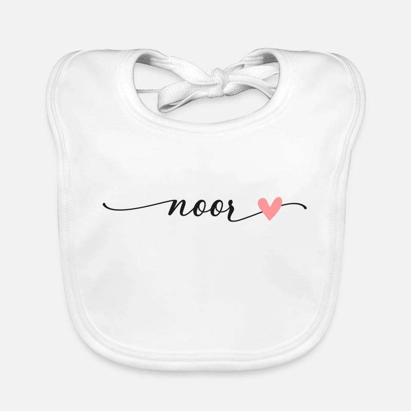 Noor Name Calligraphy Font Organic Baby Bibs
