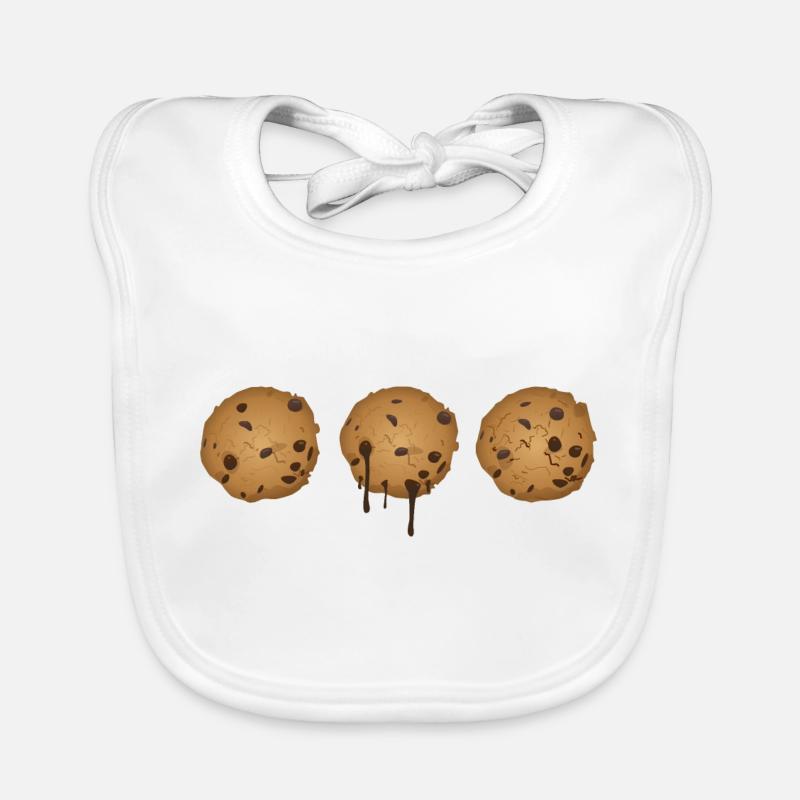 trois biscuits au chocolat - Bavoir bio Bébé - blanc