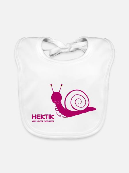 Hektik kein guter Begleiter - Baby Bio-Lätzchen - Weiß - Vorne