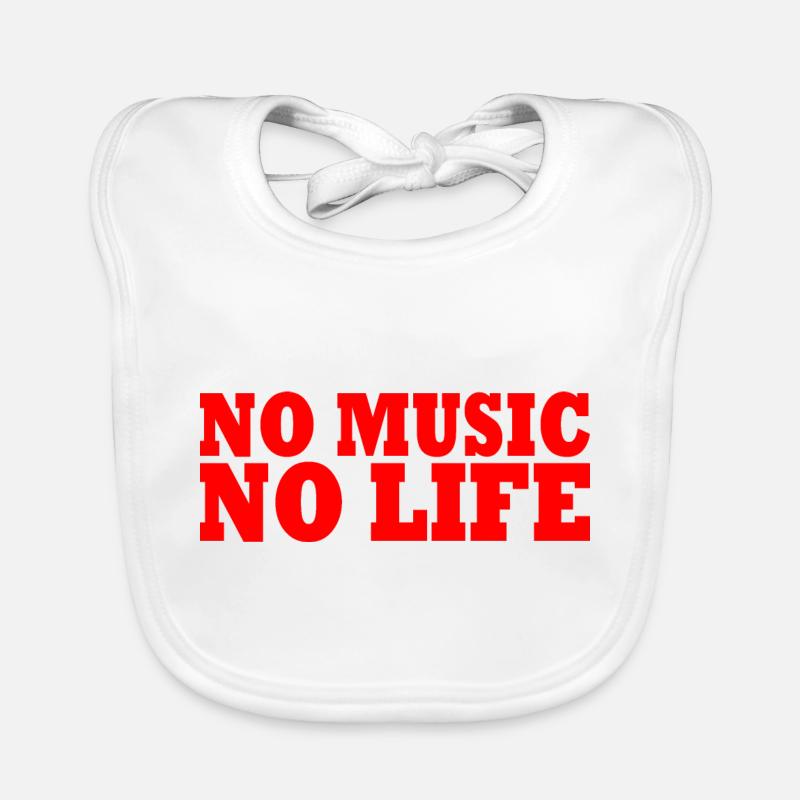 No music no life - Bavoir bio Bébé - blanc