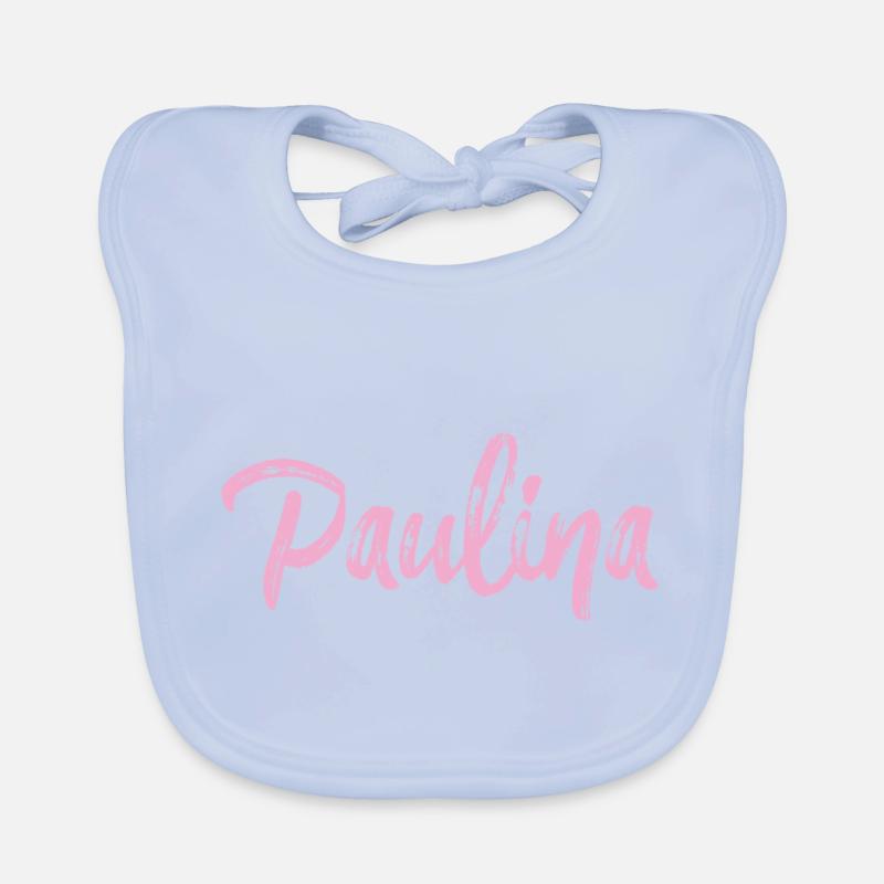 paulina,,name,cursive,pink,font Organic Baby Bibs