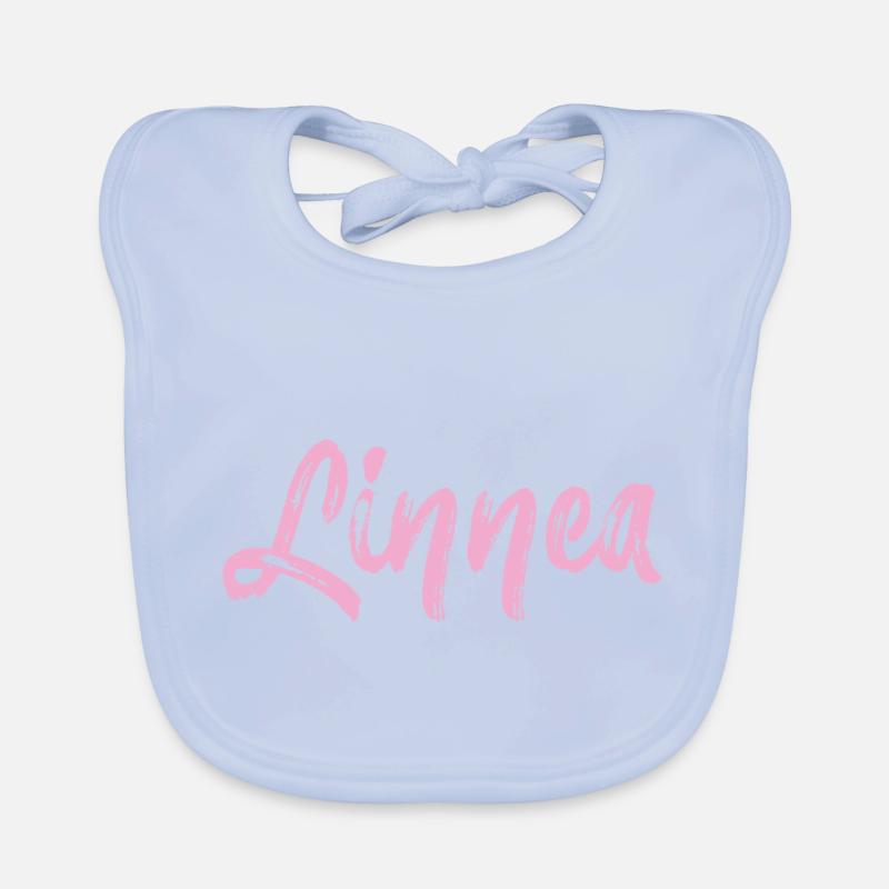 Linnea,name,handwriting,pink,font Organic Baby Bibs