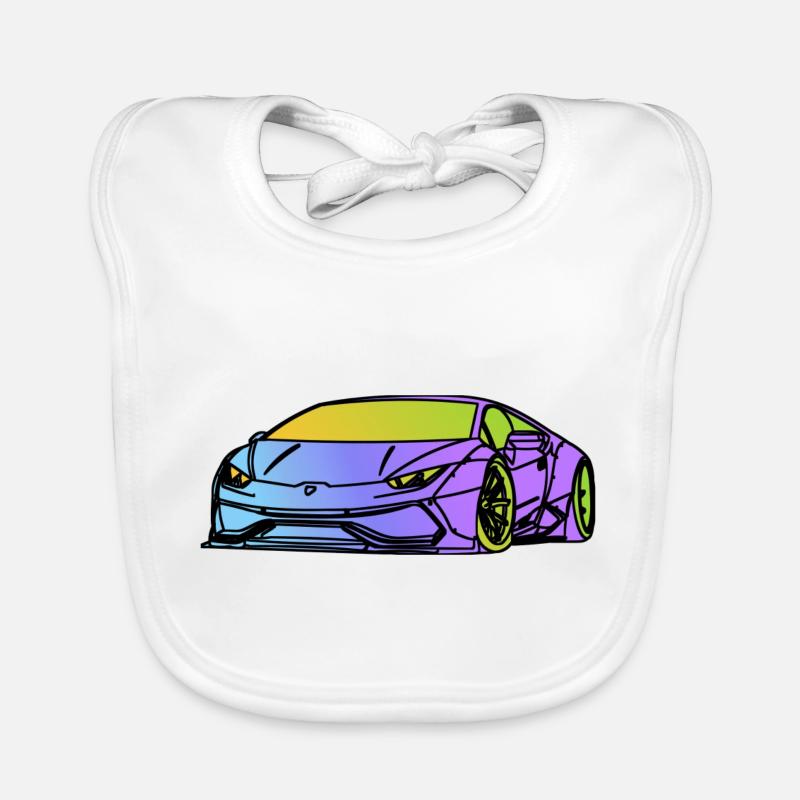 Voiture de course - Bavoir bio Bébé - blanc