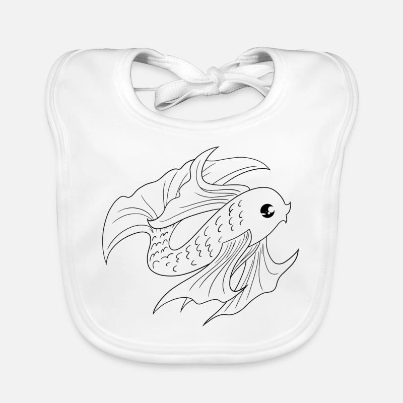 poisson 2 - Bavoir bio Bébé - blanc