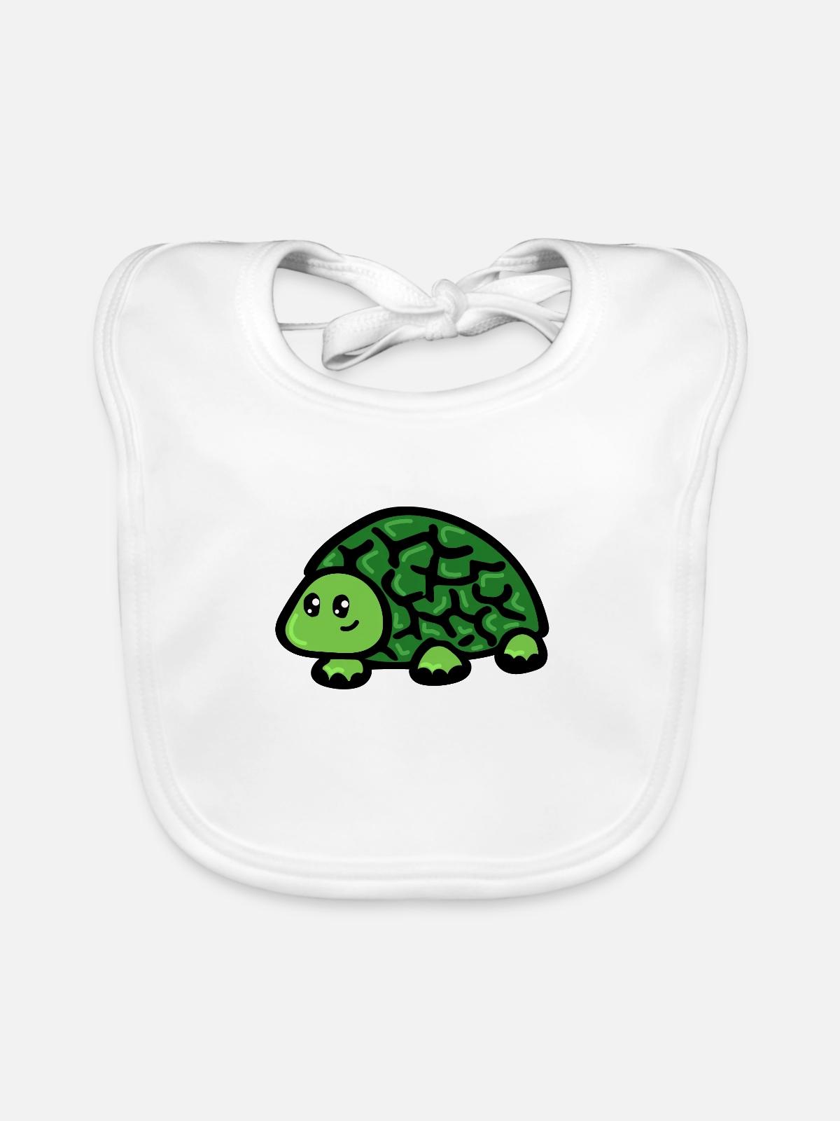 Turtle - Organic Baby Bibs - white - Front