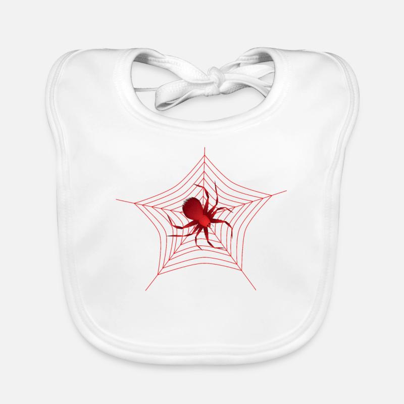 Spinne im Spinnennetz rote Spinne große Spinne Baby Bio-Lätzchen