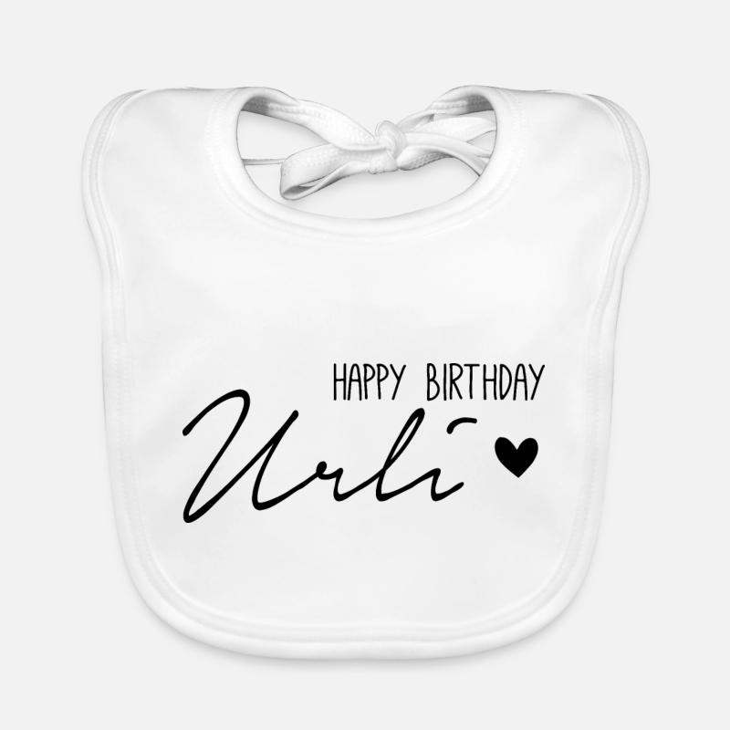 Joyeux anniversaire Urli - Bavoir bio Bébé - blanc