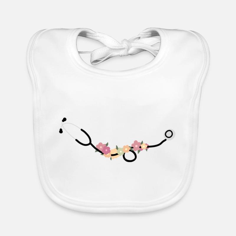 Stéthoscope avec des fleurs Bavoir bio Bébé