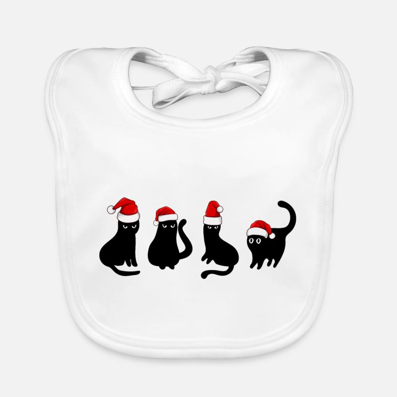 Chat noir à Noël Bavoir bio Bébé