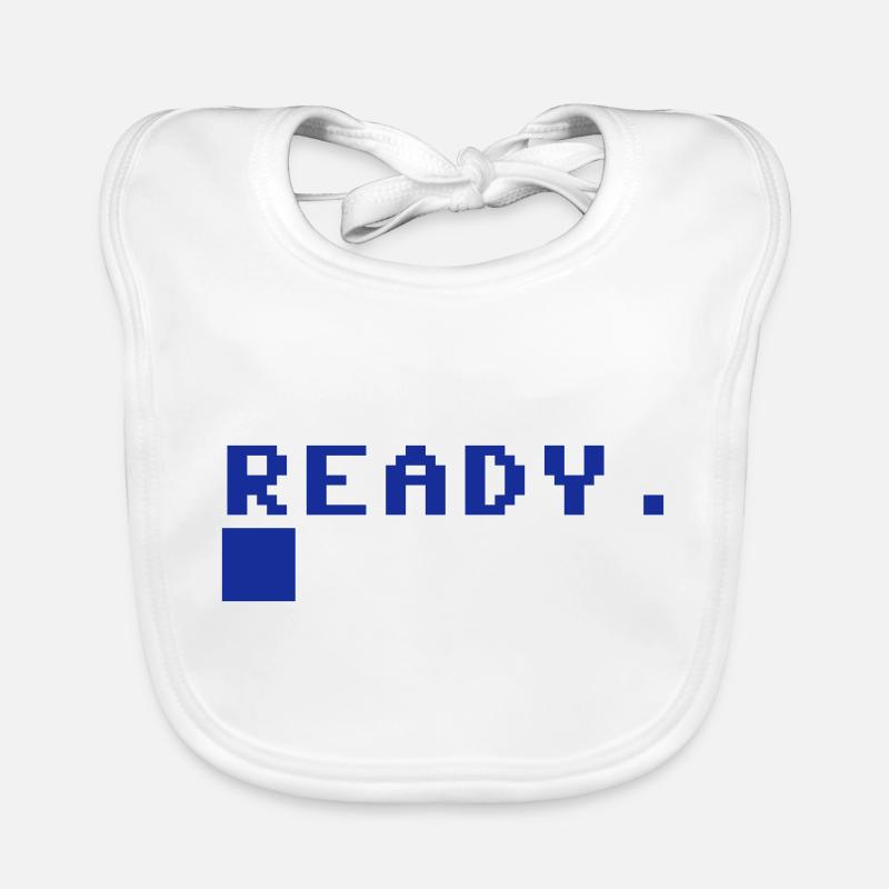 C64 Ready Nerd Computer Retro Gift Idea - Organic Baby Bibs - white