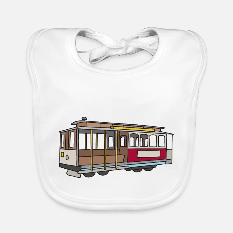 San Francisco Cablecar c - Organic Baby Bibs - white