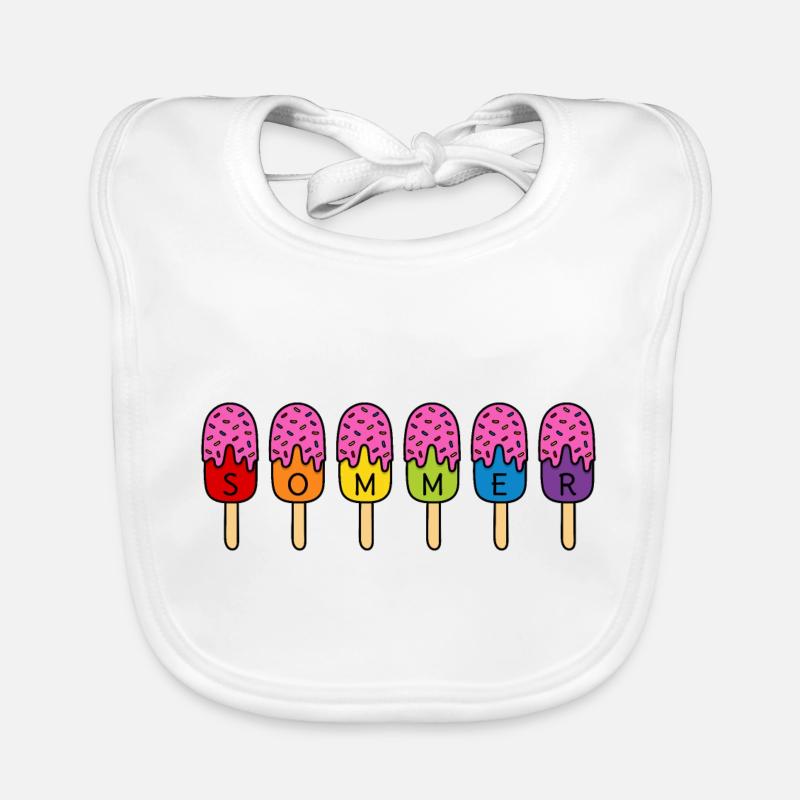Sommer Eis essen Regenbogen bunt pink Eis Baby Bio-Lätzchen