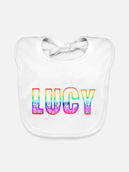 lucy rs rainbow - Organic Baby Bibs - white - Front