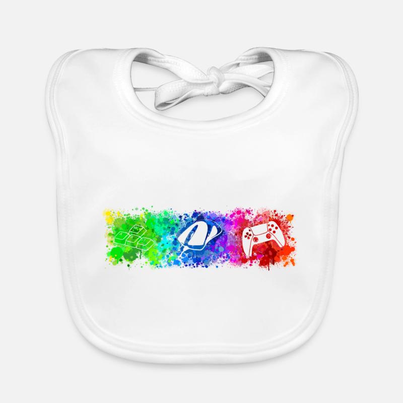 WASD Mouse Controller Rainbow - Baby Bio-Lätzchen - Weiß