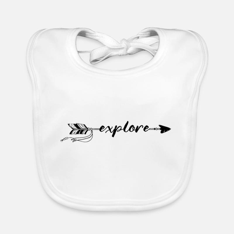 explore Lettering Boho Style Travel Saying Sayings Organic Baby Bibs