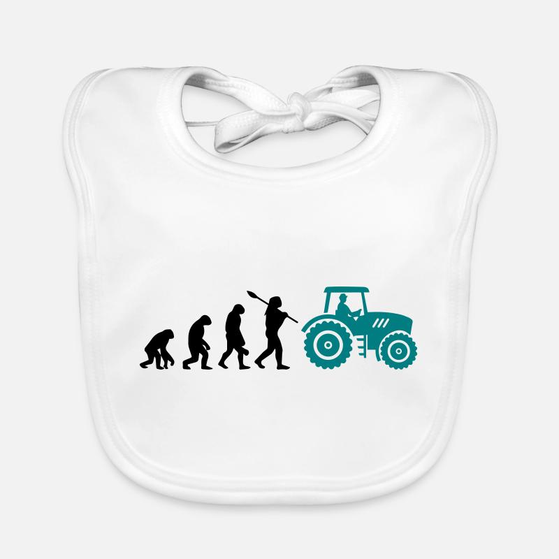 Evolution Farmer and Tractor - Baby Bio-Lätzchen - Weiß