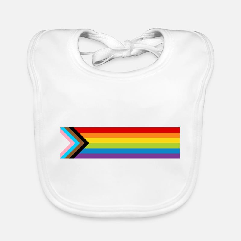 LGBTQ+ Pride Flag New Rainbow Progress Flag Organic Baby Bibs