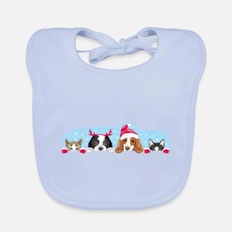 Regarder les chiens et les chats dans les accessoires de Noël Bavoir bio Bébé