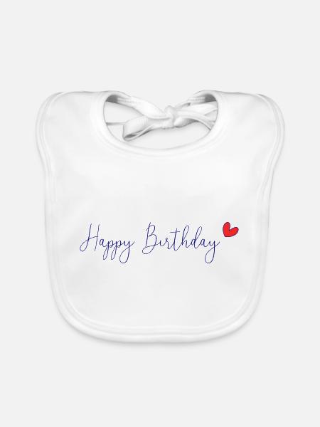 JAHRESTAG. ALLES GUTE ZUM GEBURTSTAG. ALLES GUTE ZUM GEBURTSTAG. - Baby Bio-Lätzchen - Weiß - Vorne