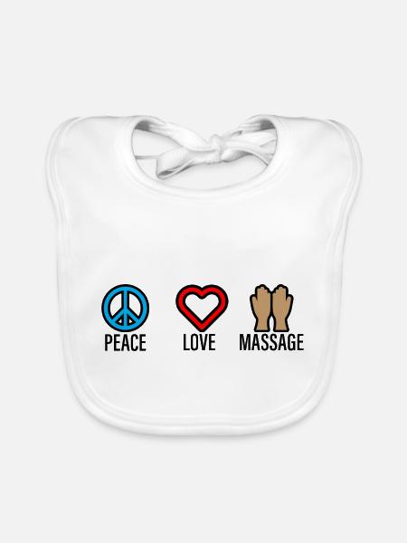 Peace Love Massage 2 - Baby Bio-Lätzchen - Weiß - Vorne