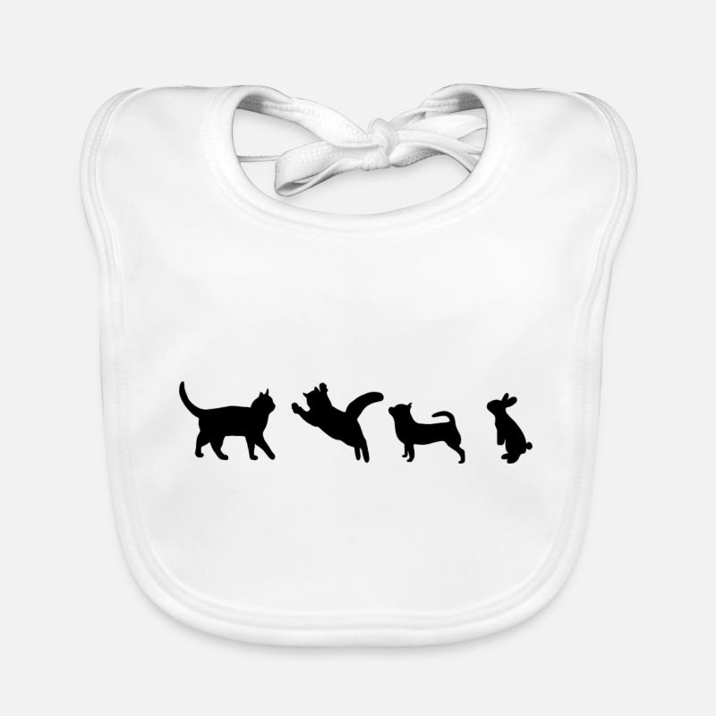 Cat Dog Bunny Animals Silhouette Silhouette Organic Baby Bibs
