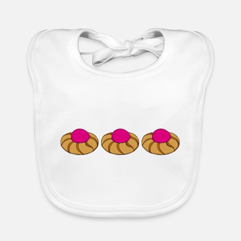 Trois biscuits à la cerise - Bavoir bio Bébé - blanc