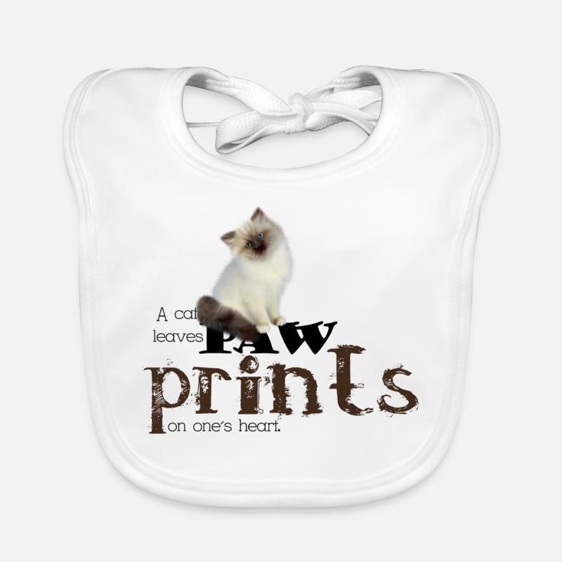 Brown / Blanc Birman Cat - Bavoir bio Bébé - blanc