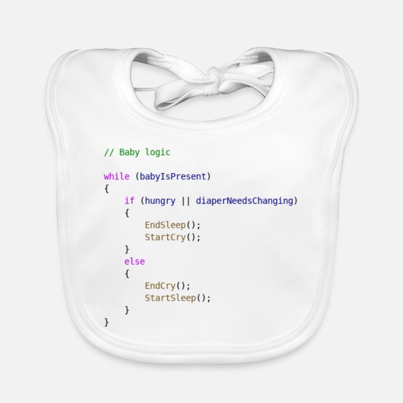 Baby logic Programmierer Geschenkidee - Baby Bio-Lätzchen - Weiß