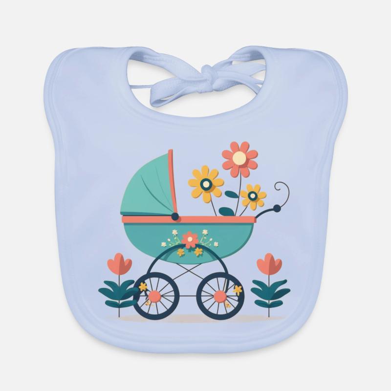 Flowery stroller 7 Organic Baby Bibs