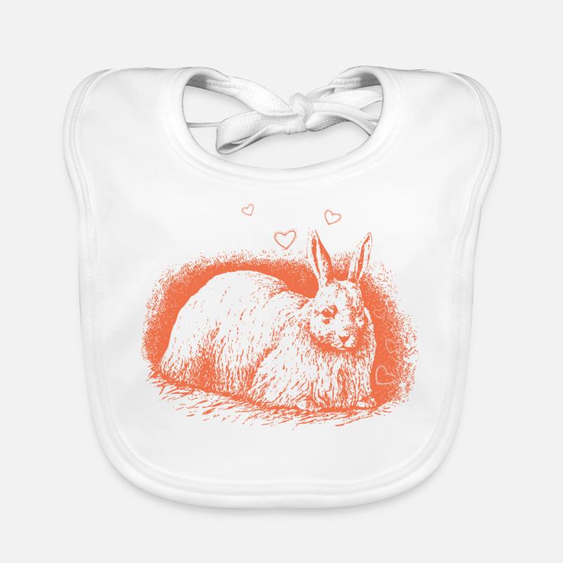 Retro Bunny with Hearts Easter Bunny Organic Baby Bibs
