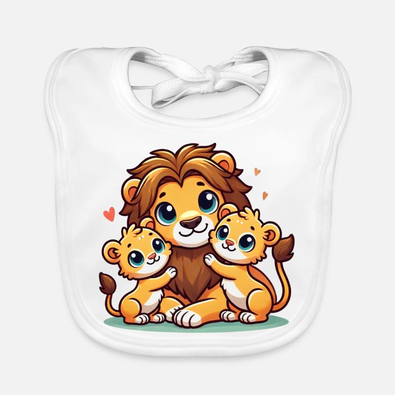 Père lion aimant avec deux enfants mignons Bavoir bio Bébé