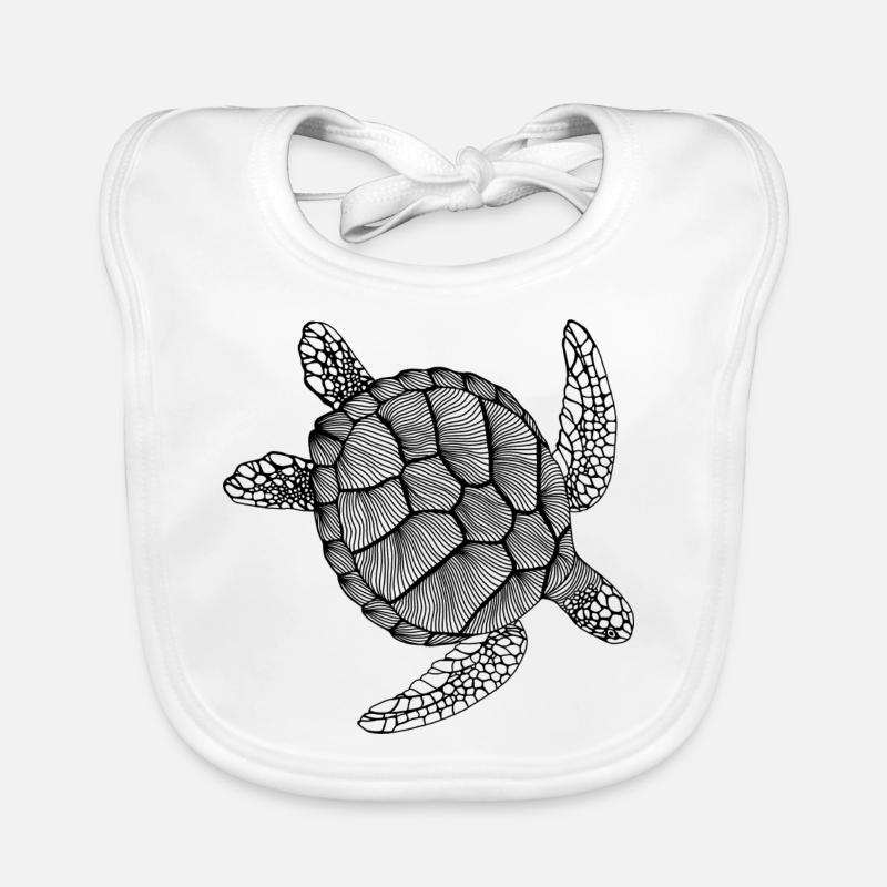 Turtle Line Art - Turtle Organic Baby Bibs