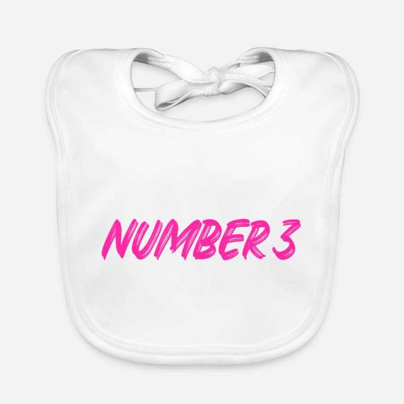 Number 3 - three - third - third - 3 - number 3 Organic Baby Bibs