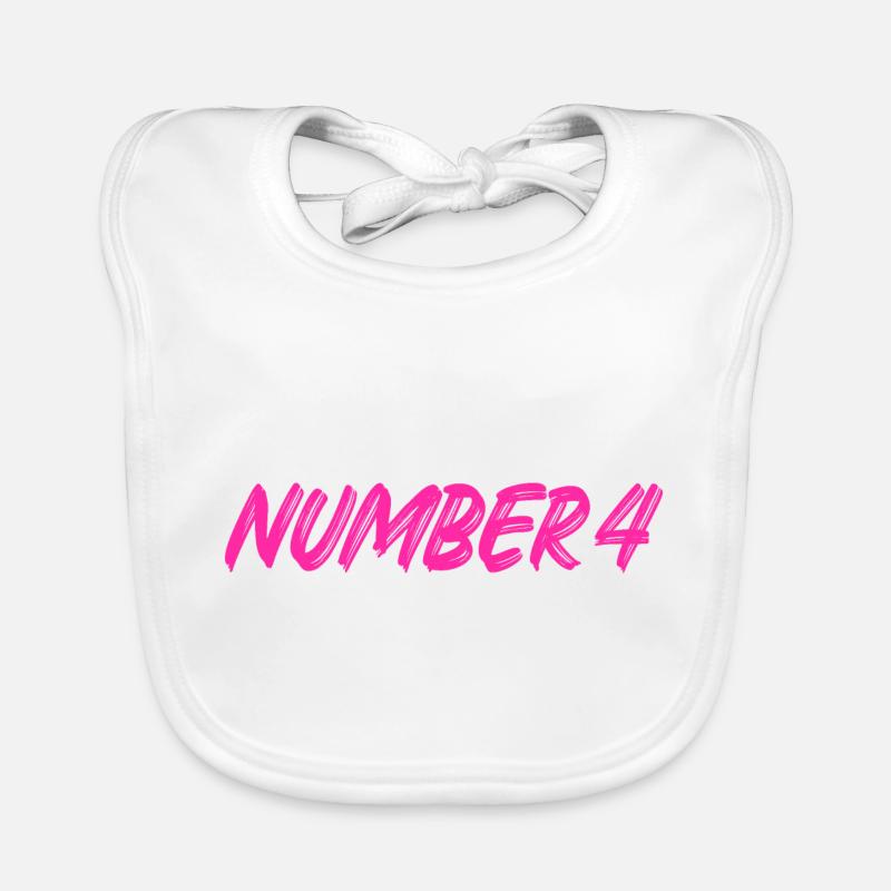 Number 4 - four - fourth - fourth - 4 - number 4 Organic Baby Bibs