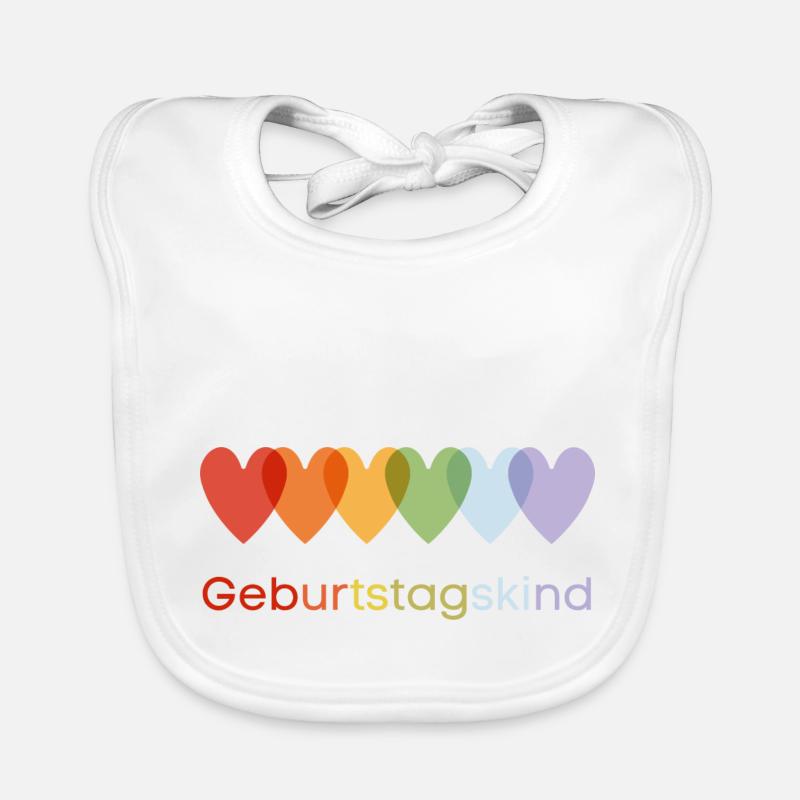 Geburtstagskind Regenbogen-Herzen Baby Bio-Lätzchen
