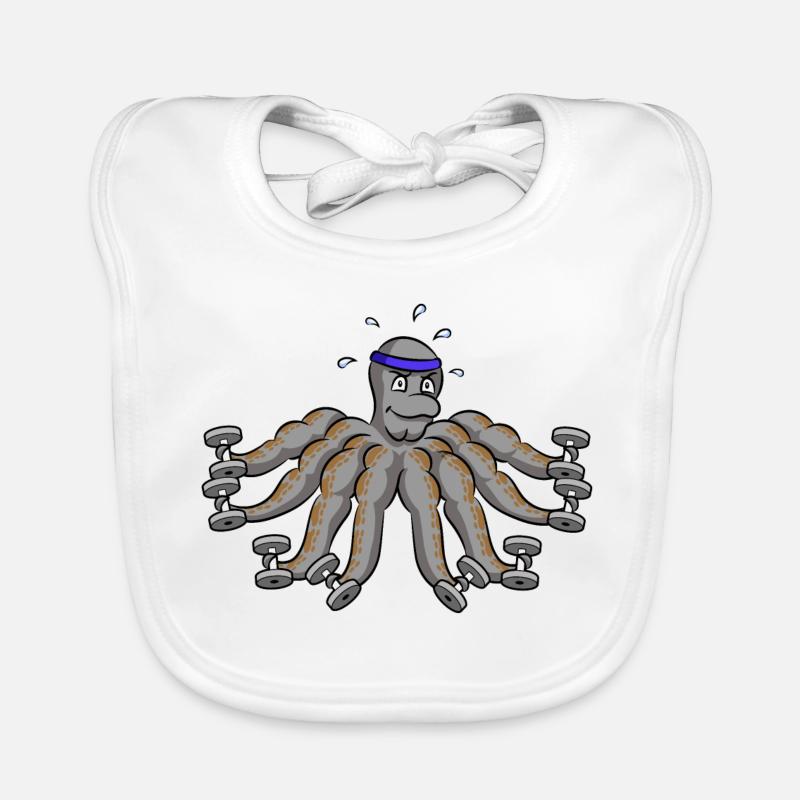 Octopus bodybuilding bodybuilder octopus Organic Baby Bibs