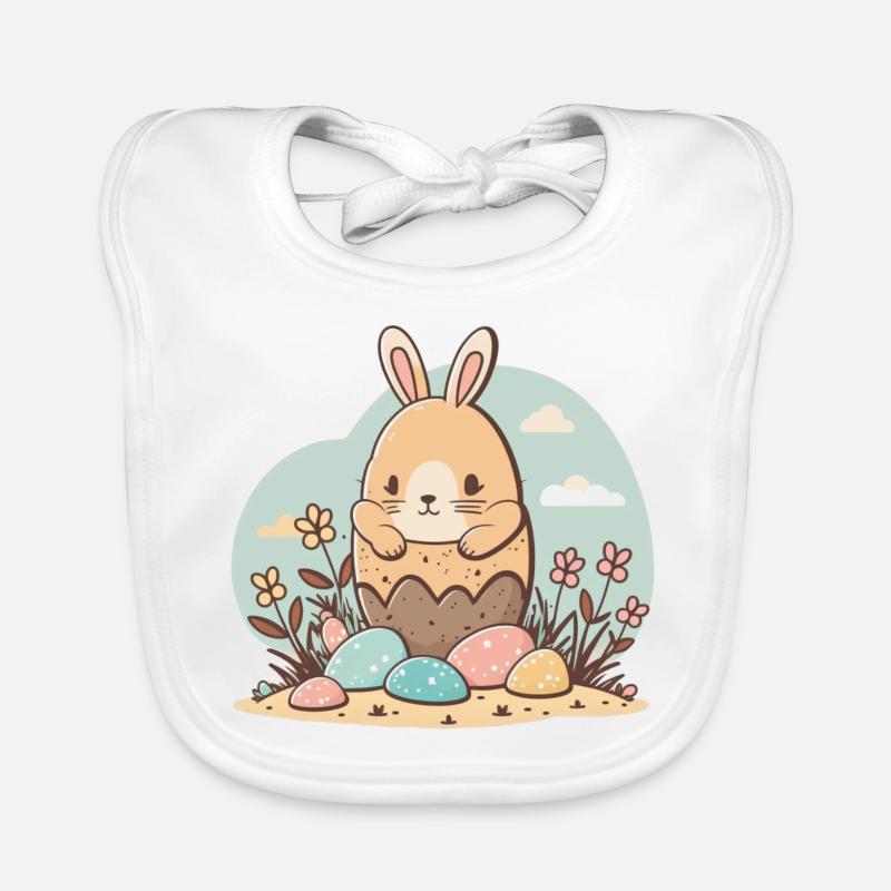 Pâques 4 - Bavoir bio Bébé - blanc
