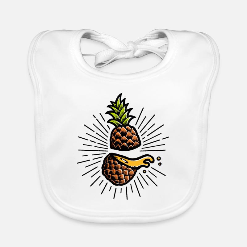 Pineapple (light background) - Organic Baby Bibs - white