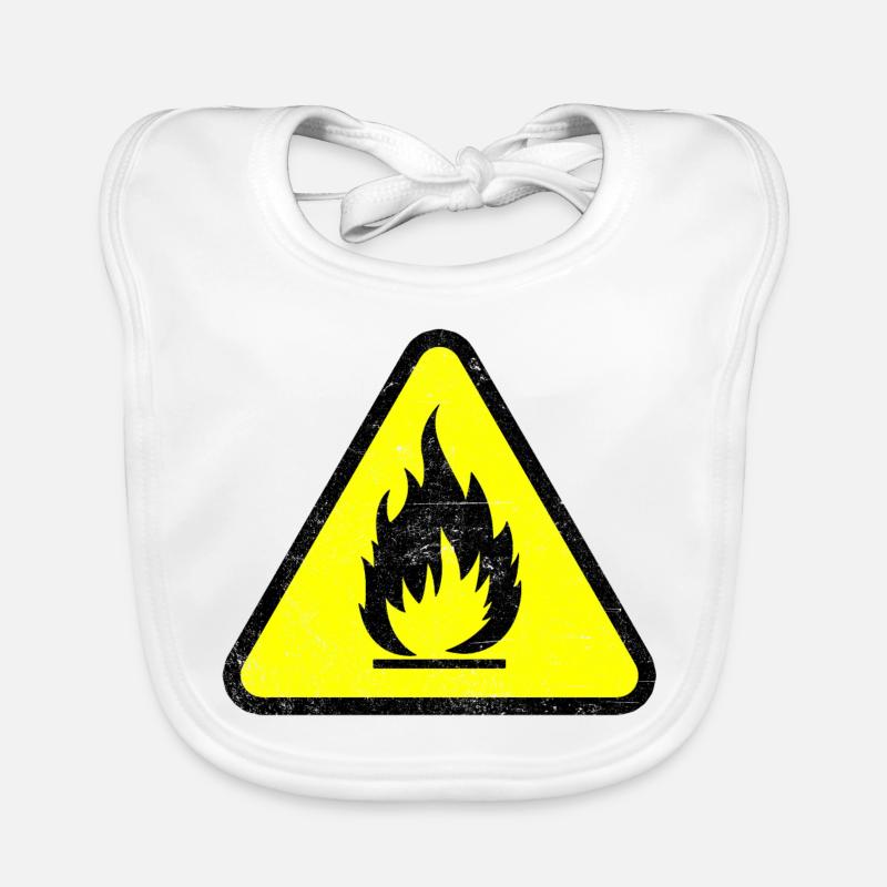 Warning Fire Open flame Flammable Danger Organic Baby Bibs
