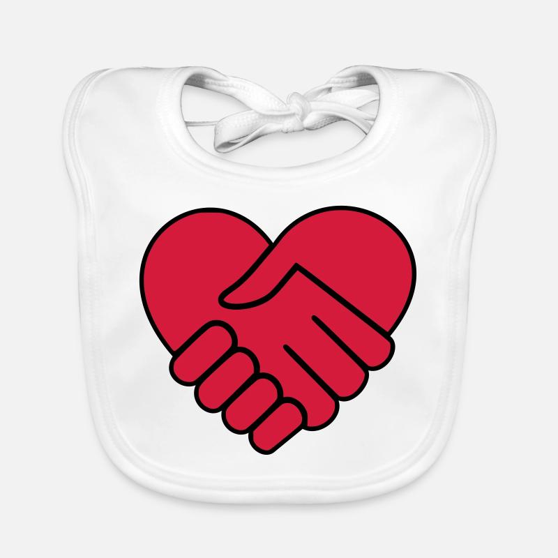 Main dans la main coeur rouge Bavoir bio Bébé