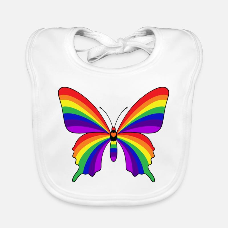 Papillon arc-en-ciel Bavoir bio Bébé