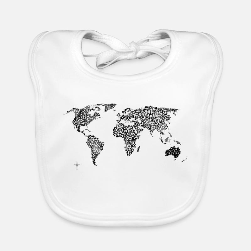 World map travel points Organic Baby Bibs