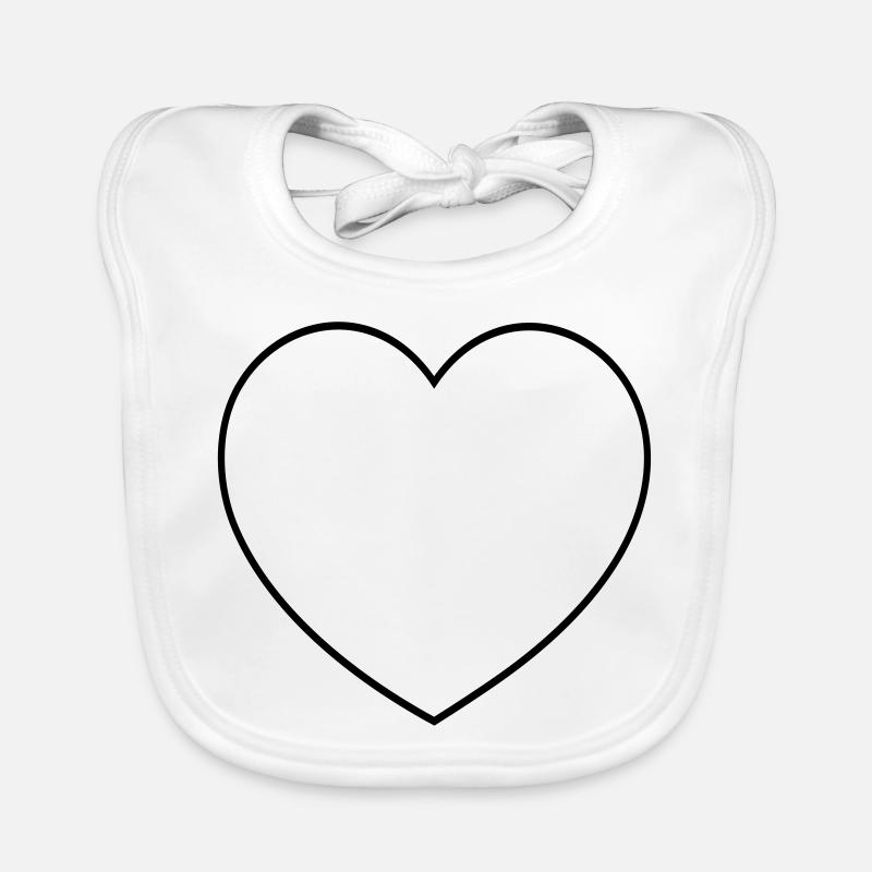 Customizable Heart Outline Outline Heart Organic Baby Bibs
