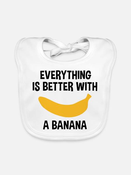 Everything is better with a banana (banana) - Organic Baby Bibs - white - Front