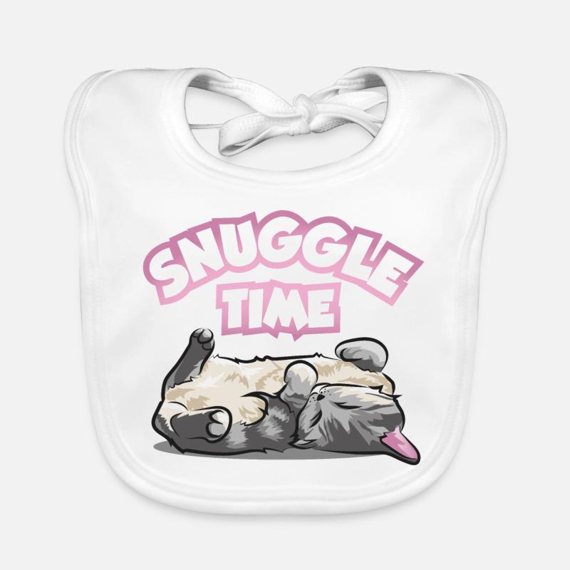 Cuddle time cat cute sleeping kitten pussy Organic Baby Bibs