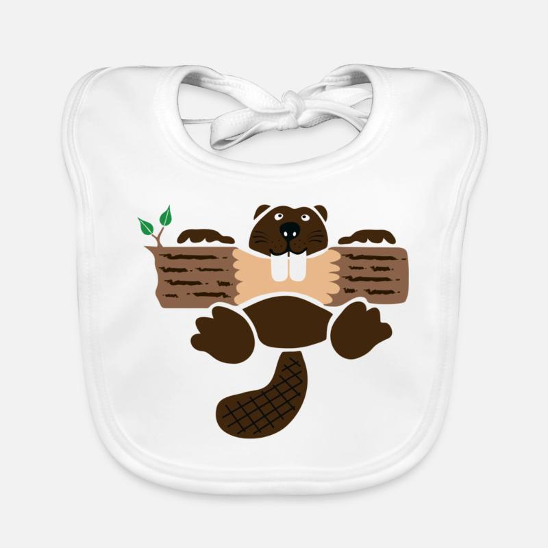 beaver eager rodent otter wood forest teeth tree Organic Baby Bibs